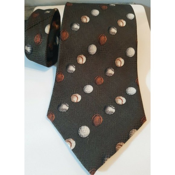 Baseball Football Golf Softball Silk Sports Tie Green Structure Made in USA READ - Picture 4 of 6